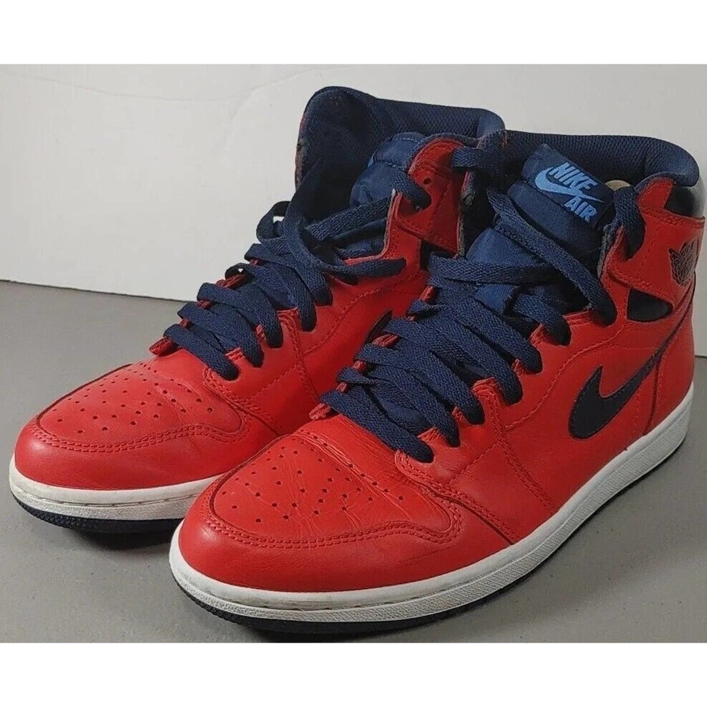 AIR JORDAN 1 RETRO HIGH OG USED SZ 8.5 DAVID LETTERMAN CRIMSON NAVY 555088 606